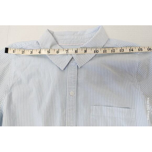 Croft & Barrow Women's Blue and White Striped Cotton Button Blouse Size Medium - Picture 3 of 9